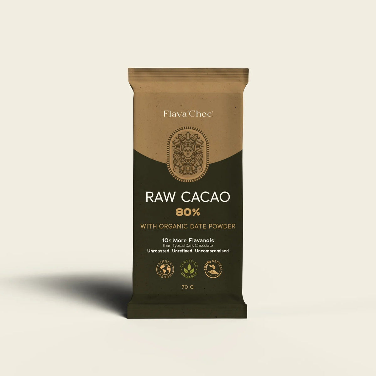 Tablette de cacao non torréfié 80 % - Farmatuur