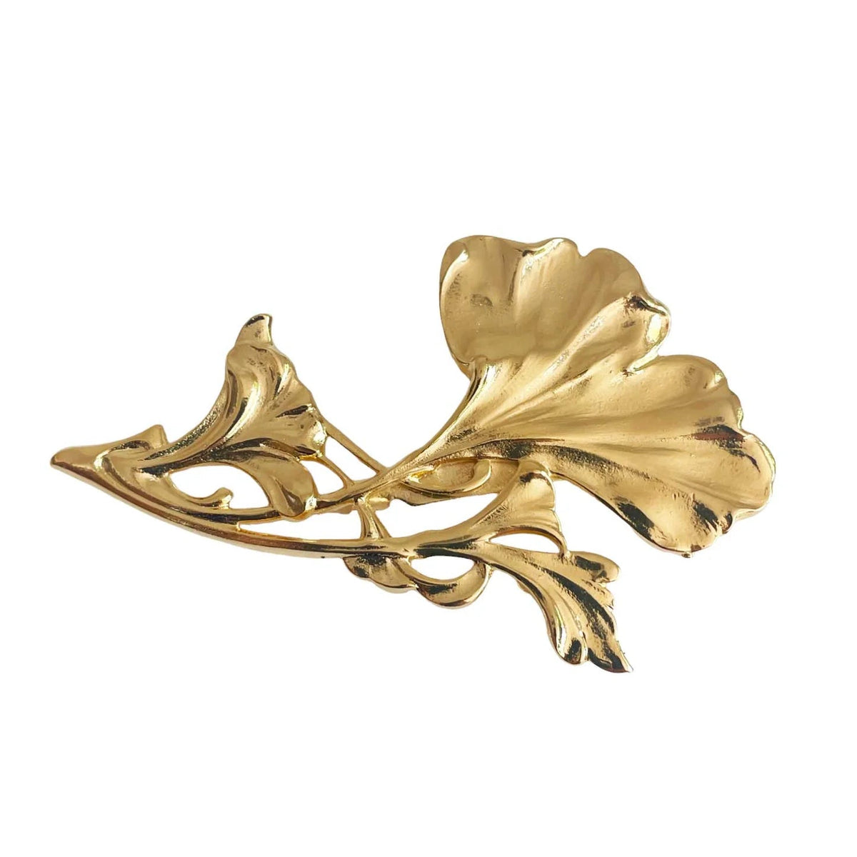 Grande broche ginkgo dorée - Farmatuur