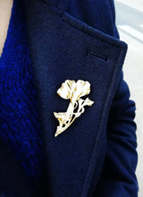 Grande broche ginkgo dorée - Farmatuur
