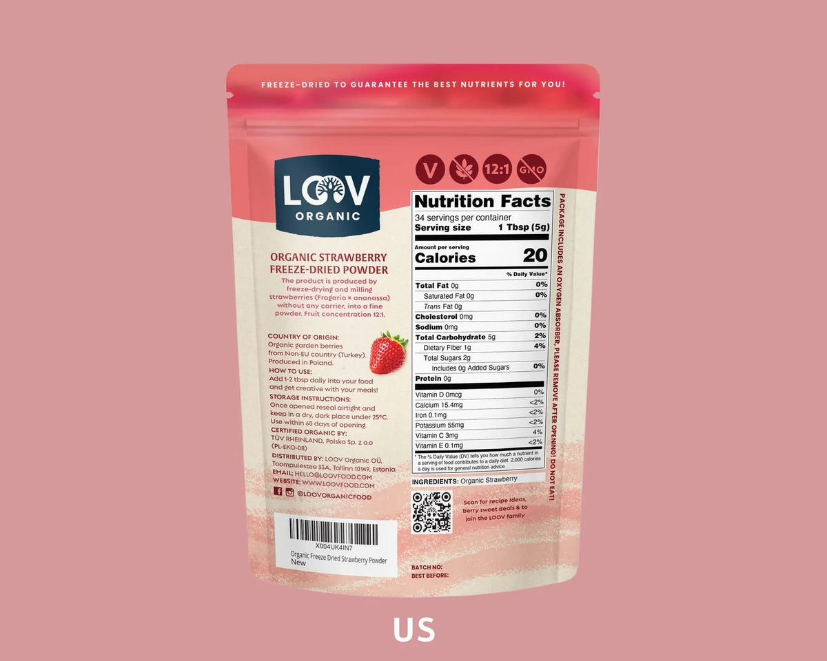 Poudre de fraise bio - Fibres du fruit entier, polyphénols & douceur naturelle - Farmatuur