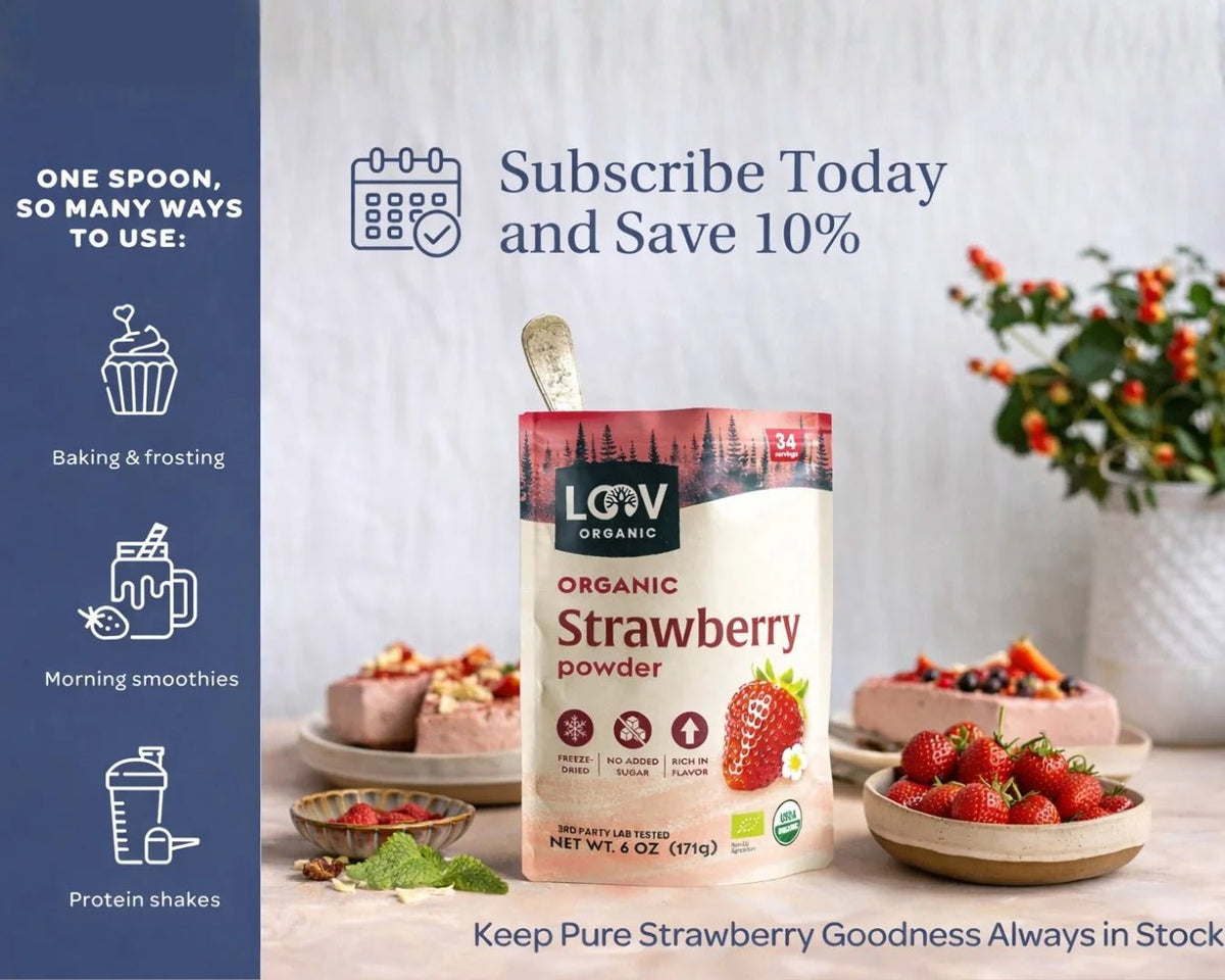 Poudre de fraise bio - Fibres du fruit entier, polyphénols & douceur naturelle - Farmatuur